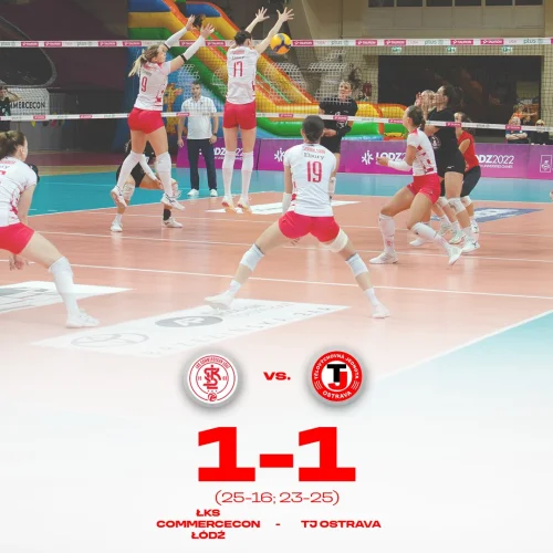 Drugi set dla TJ Ostrava.

Na tablicy 1:1, ale gramy dalej! 🏐💪

Przed nami kolejny set, więc trzymajcie kciuki i kibicuj
