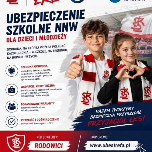 🎒🏫 Nowy rok szkolny = czas zadbać o bezpieczeństwo naszych
dzieci.

Kibice ŁKS, wybierzcie szkolne ubezpieczenie NNW dla